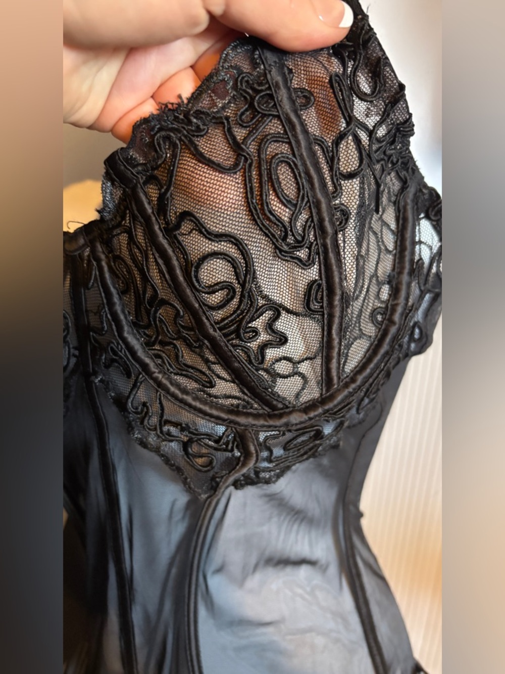 Sheer Black Lace Underwire Bustier Corset Top - Women Intimates - Picture 2 of 6